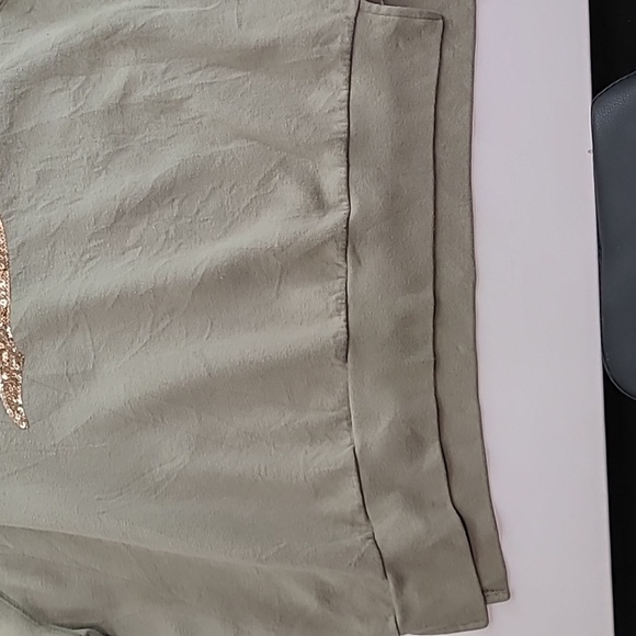 PINK Victoria's Secret Olive Green Gold Sequined Logo Fleece Hoodie - Size Large - Picture 5 of 14